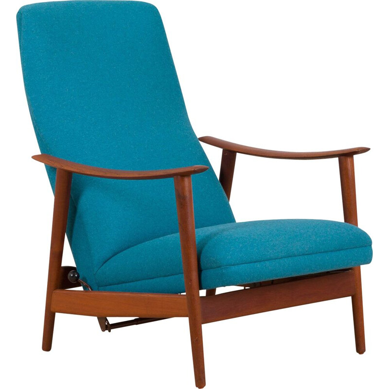 Scandinavisch moderne vintage teakhouten schommelstoel met hoge rugleuning van Arnt Lande, 1960