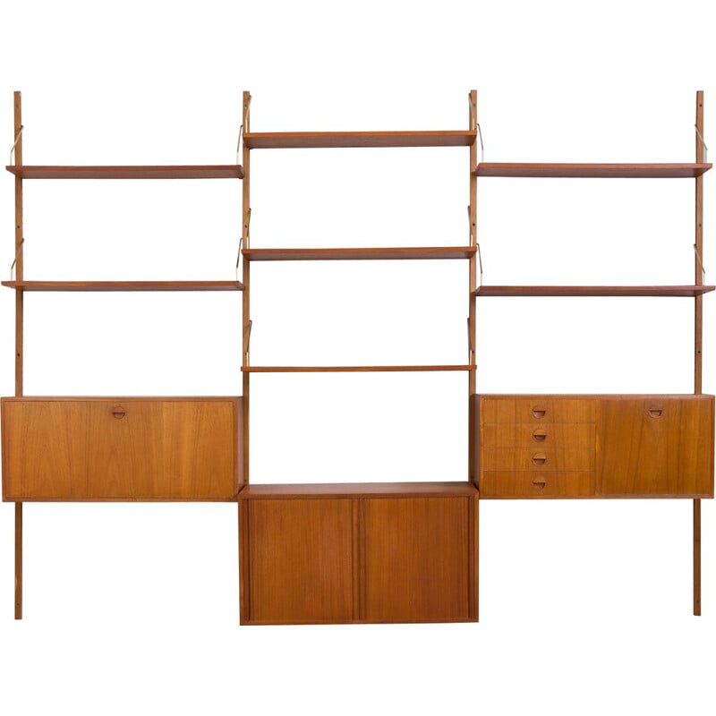 Vintage teak wall unit with a bar cabinet by Thygesen&Sørensen for Hansen and Guldborg, 1960s