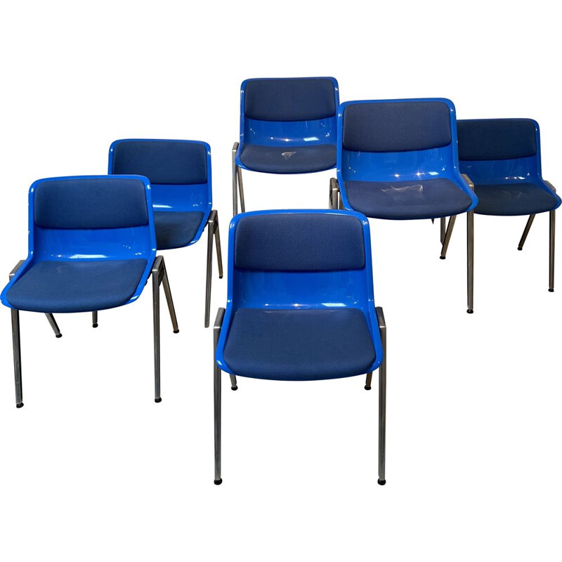 Ensemble de 6 chaises bleues de Borsani