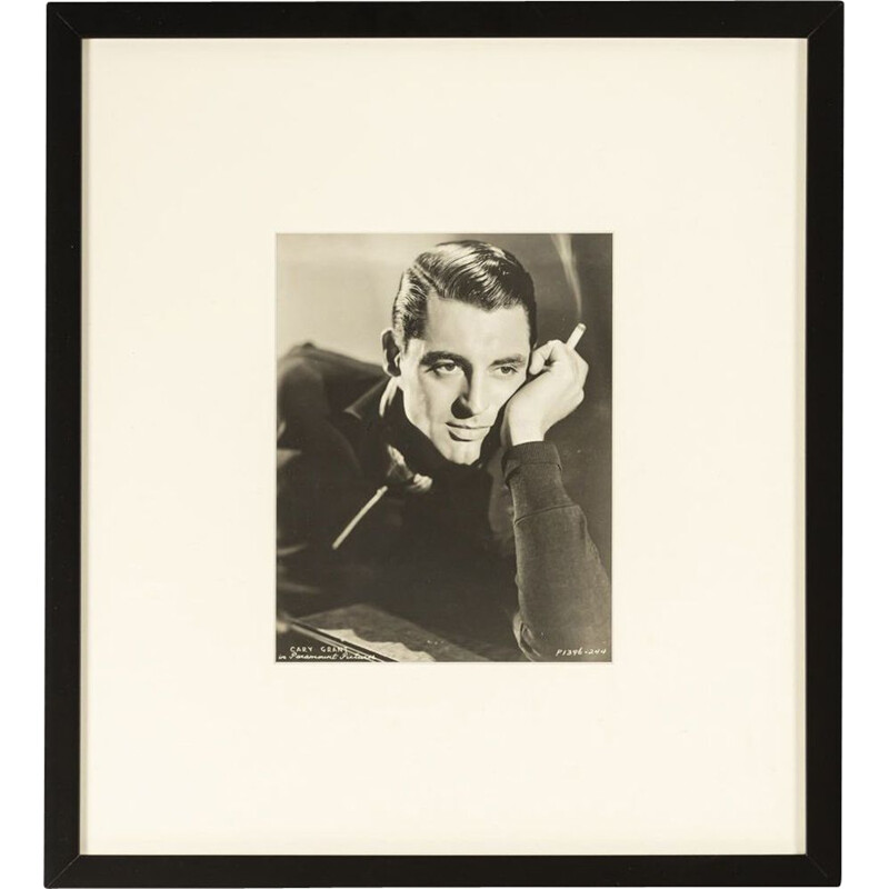 Vintage ingelijst houten portret van Cary Grant, 1930