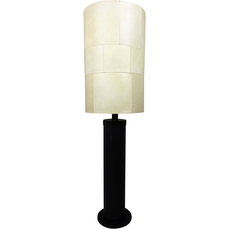 Mid-century large leather floor lamp by Charlotte Waver, Germany 1970s