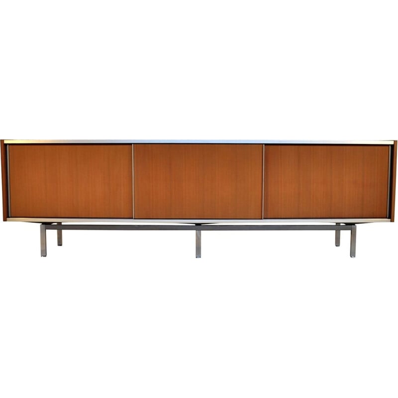 Vintage mahogany and aluminum sideboard by Georges Frydman for EFA, 1960