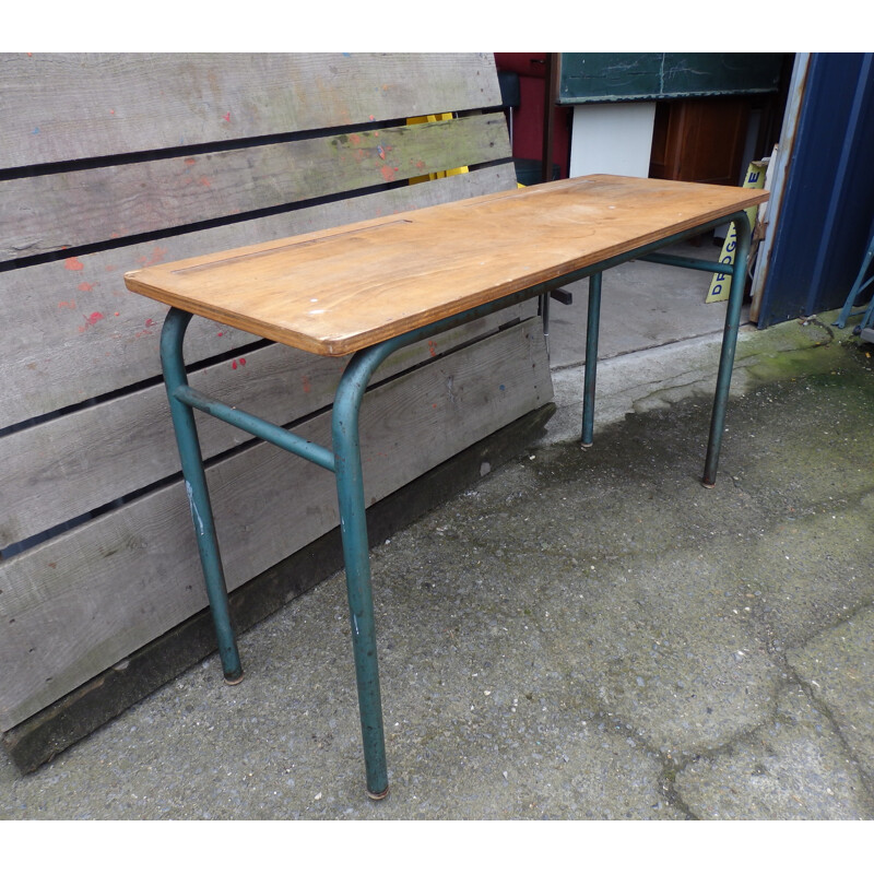 Double pupil desk in wood - 1960s