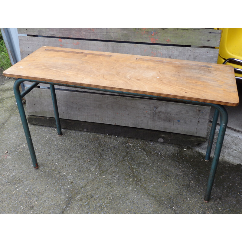 Double pupil desk in wood - 1960s