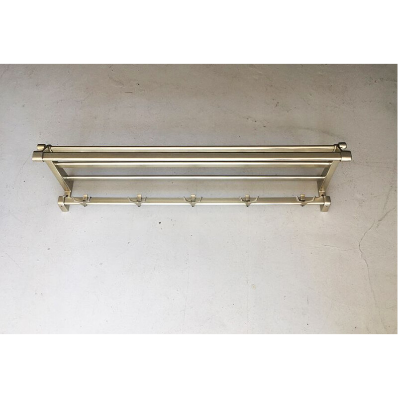 Mid-century long golden metal coat rack, 1970s