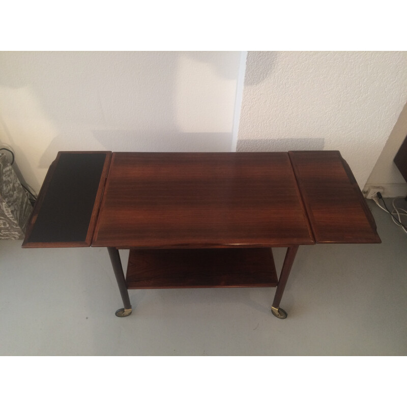 Danish side table in Rio rosewood on wheels, Ole WANSCHER - 1960s