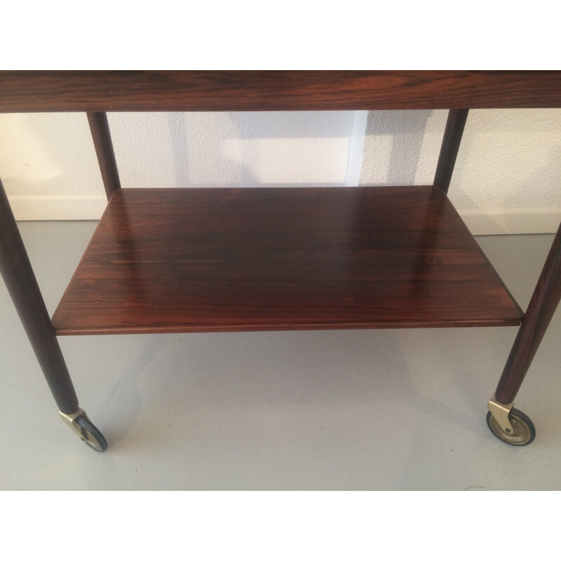 Danish side table in Rio rosewood on wheels, Ole WANSCHER - 1960s