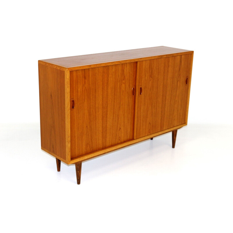 Vintage teak highboard with 2 sliding doors, Sweden 1960