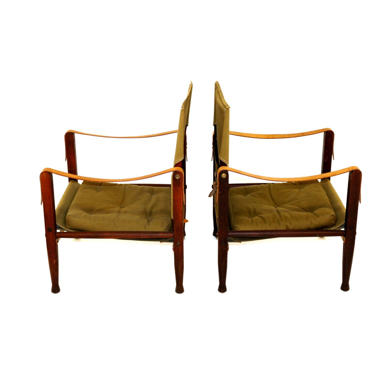 Pair of vintage safari armchairs by Kaare Klint, Denmark 1960