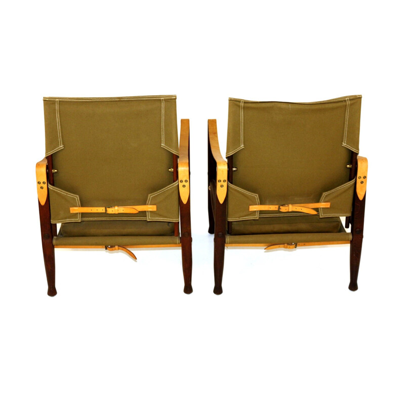 Pair of vintage safari armchairs by Kaare Klint, Denmark 1960