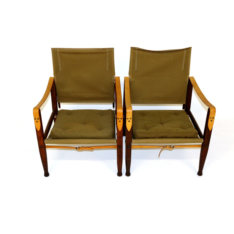 Pair of vintage safari armchairs by Kaare Klint, Denmark 1960