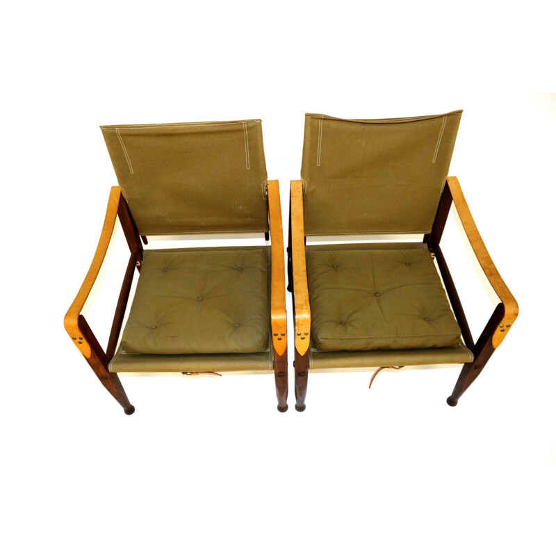 Pair of vintage safari armchairs by Kaare Klint, Denmark 1960