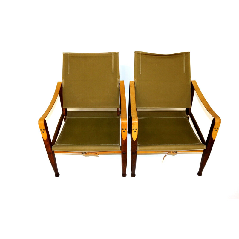 Paire de fauteuils de safari vintage par Kaare Klint, Danemark 1960