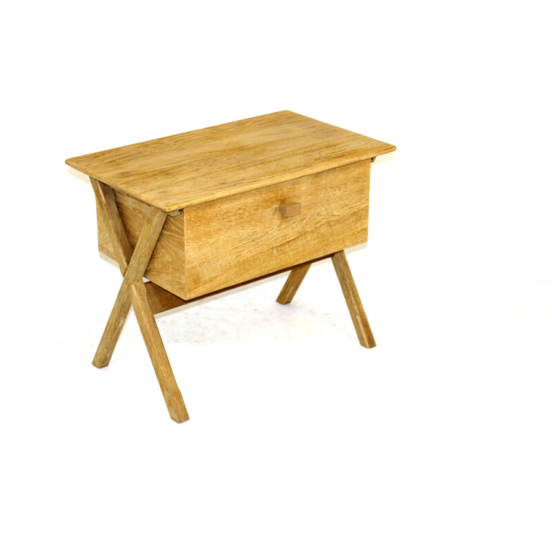 Vintage oakwood sewing box, Sweden 1970