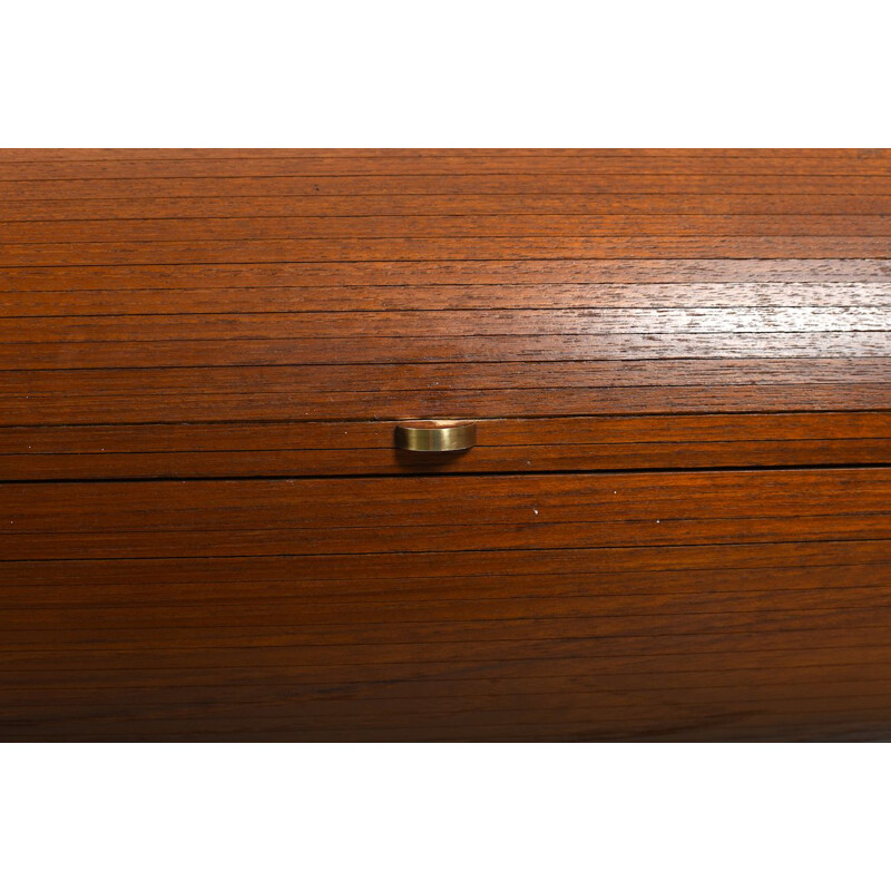 Vintage teak sewing table with brass handle, Denmark 1950