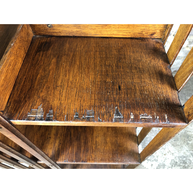 Vintage oakwood revolving bookcase, 1940s