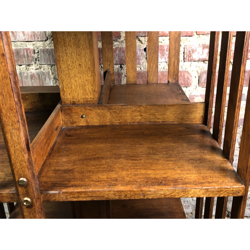 Vintage oakwood revolving bookcase, 1940s