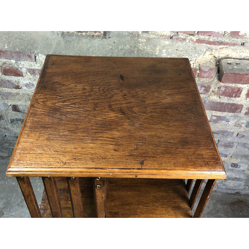 Vintage oakwood revolving bookcase, 1940s