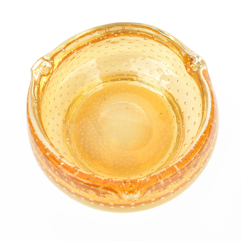 Vintage honey glass ashtray "K169" by Milan Metelak for Harrachov, Czech 1960