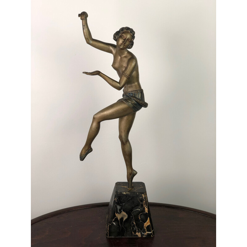 Vintage statue of The Dancer in Regula on a marble base, 1920