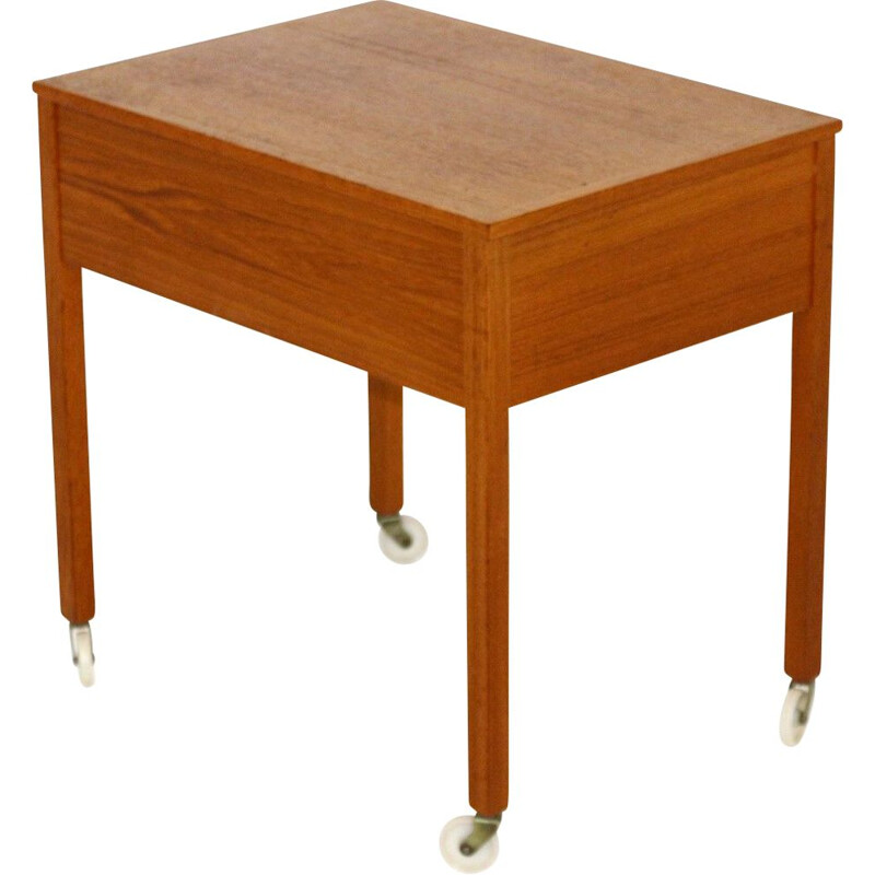 Vintage teak side table with casters, Sweden 1960