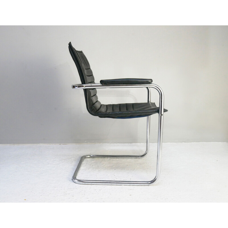 Fauteuil en cuir vintage, Suisse 1970