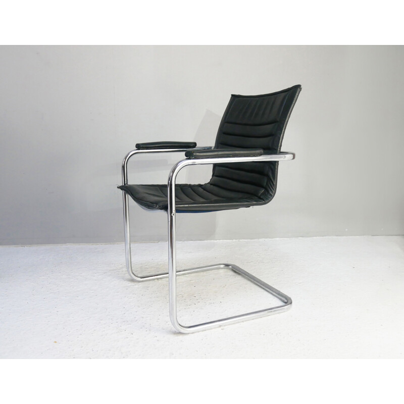 Fauteuil en cuir vintage, Suisse 1970