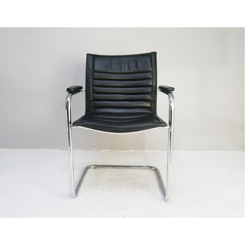 Vintage leather armchair, Swiss 1970s