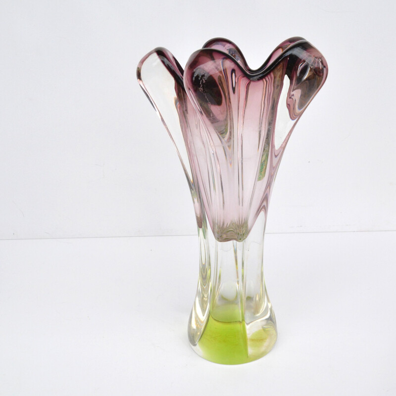 Mid century crystal glass vase by J. Hospodka for Chribska Sklarna, Czechoslovakia 1960s