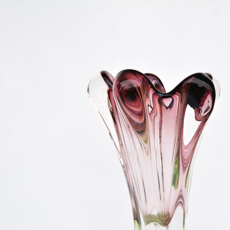 Vase vintage en verre de cristal par J. Hospodka pour Chribska Sklarna, Tchécoslovaquie 1960