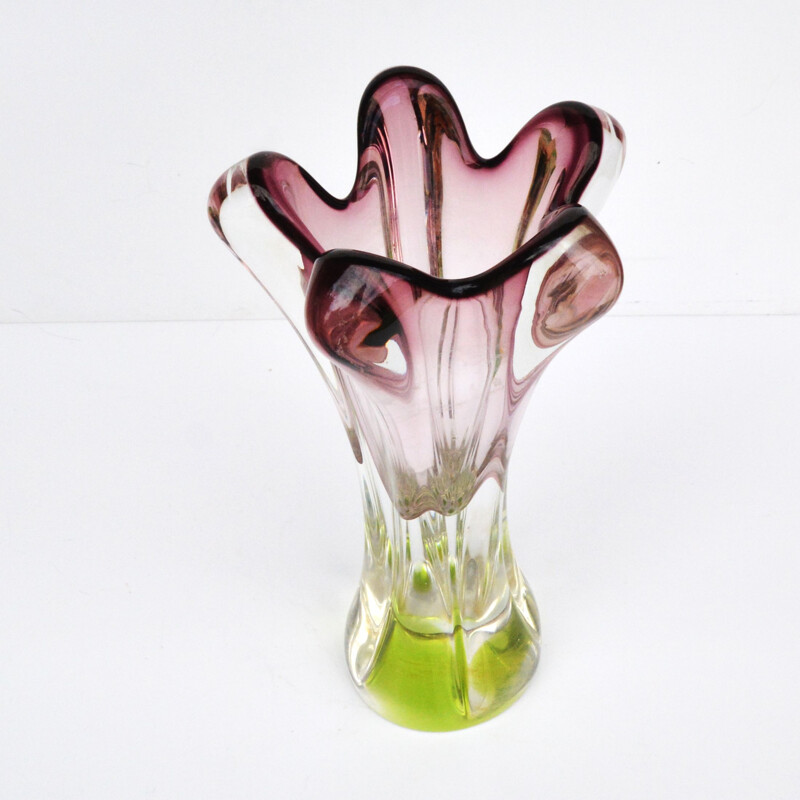 Mid century crystal glass vase by J. Hospodka for Chribska Sklarna, Czechoslovakia 1960s