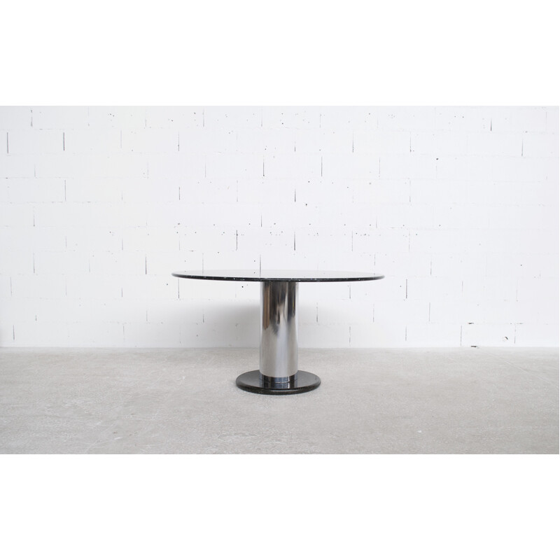 Lotorosso vintage table in black quartz marble by Ettore Sottsass for Poltronova, 1965