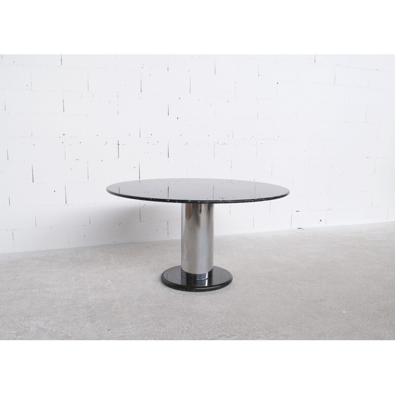 Lotorosso vintage table in black quartz marble by Ettore Sottsass for Poltronova, 1965