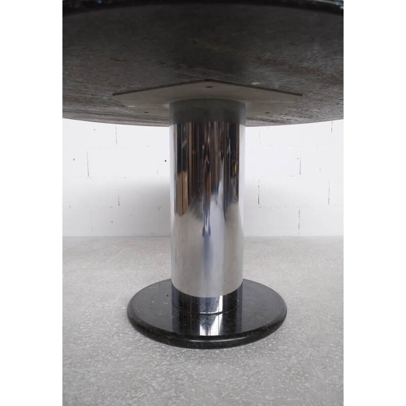 Lotorosso vintage table in black quartz marble by Ettore Sottsass for Poltronova, 1965