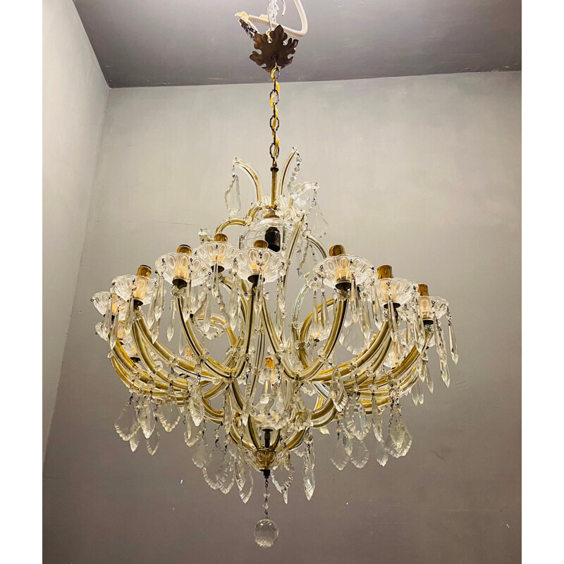 Italian vintage Murano crystal chandelier, 1950s