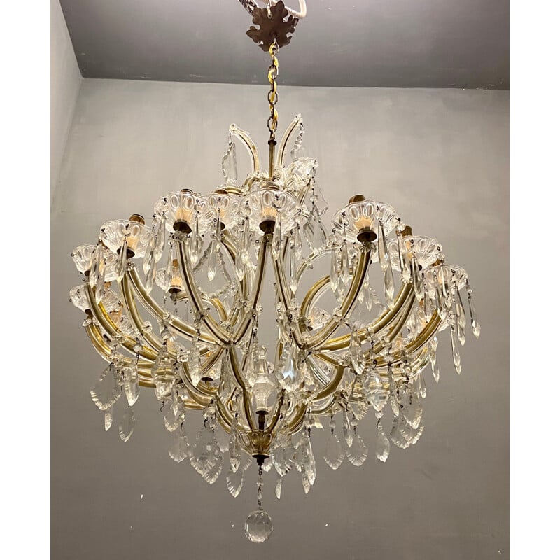 Italian vintage Murano crystal chandelier, 1950s