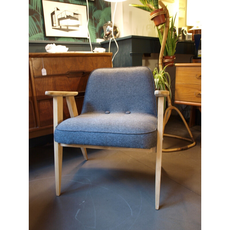  Pair of gray fabric armchairs - 1950s