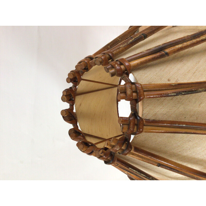 Vintage rattan lamp by Louis Sognot