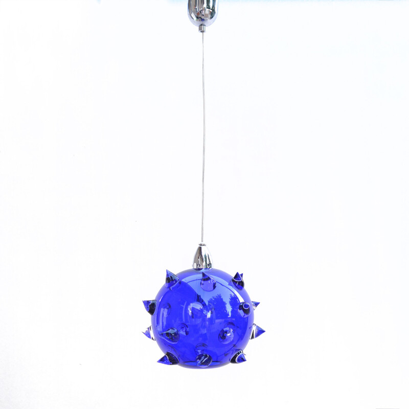 Vintage Cobalt pendant lamp by Preciosa Kamenicky Senov, Czech Republic 1990s