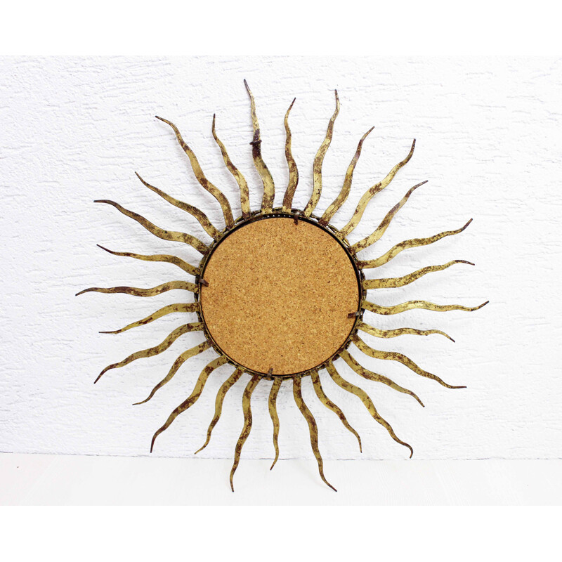 Vintage bevelled metal sun mirror