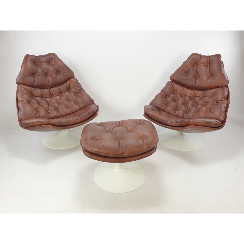 Vintage F588 armchair and ottoman by Geoffrey Harcourt for Artifort, 1960s