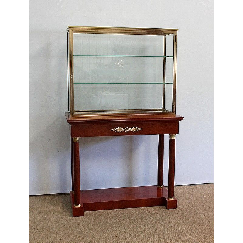 Vintage display cabinet on console