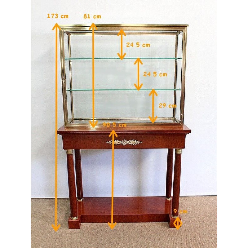 Vintage display cabinet on console