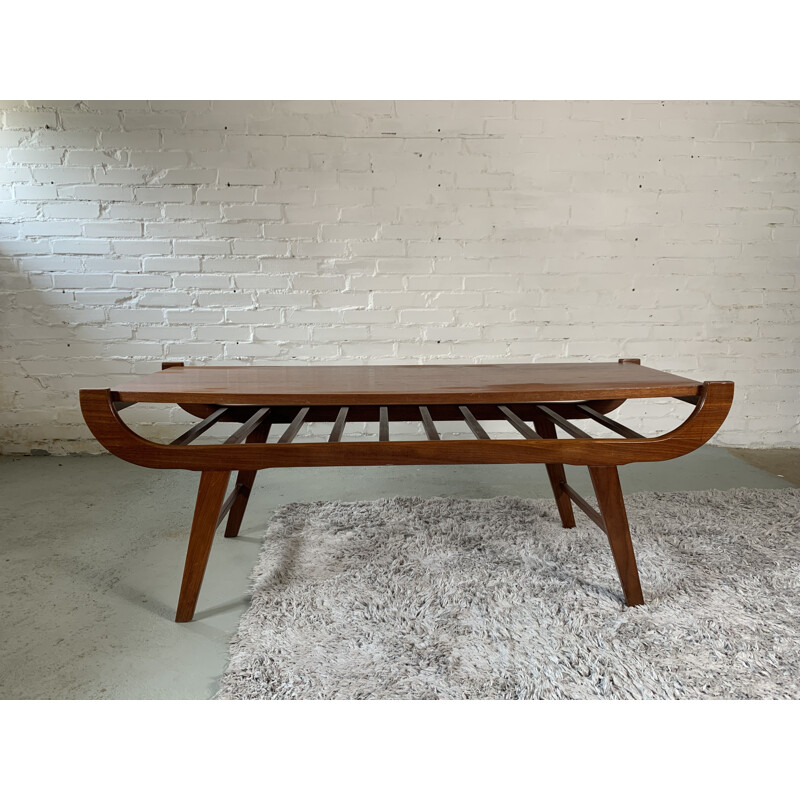 Vintage solid teak and formica coffe table by Louis van Teeffelen, 1960s