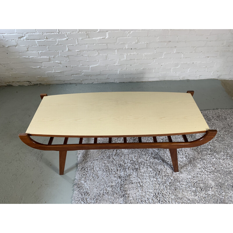 Vintage solid teak and formica coffe table by Louis van Teeffelen, 1960s