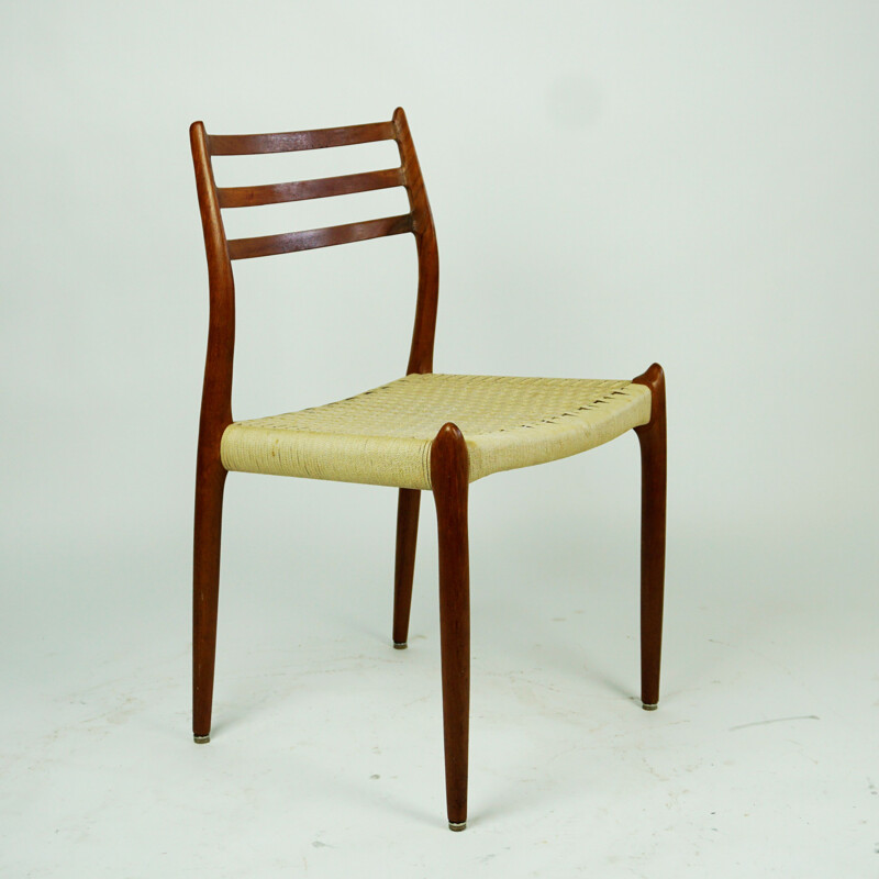 Pair of vintage Danish teak mod. 78 dining chairs by N.O. Moller, 1962