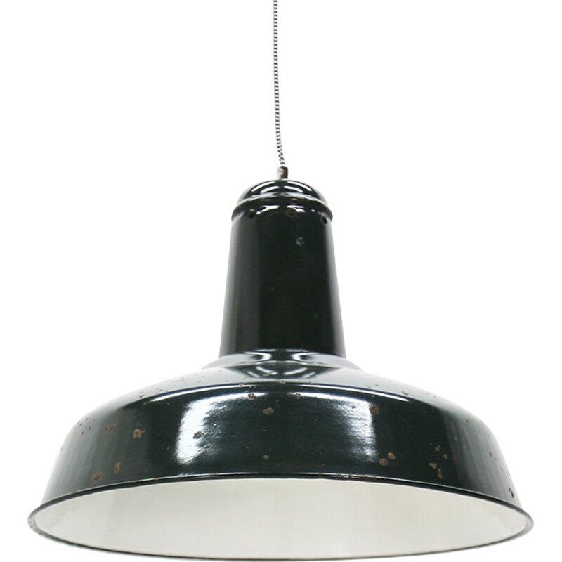 Large black industrial hanging lamp - 1930s