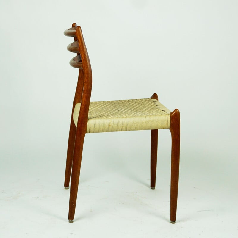 Paar vintage teakhouten Deense stoelen mod. 78 door N.O. Moller, 1962