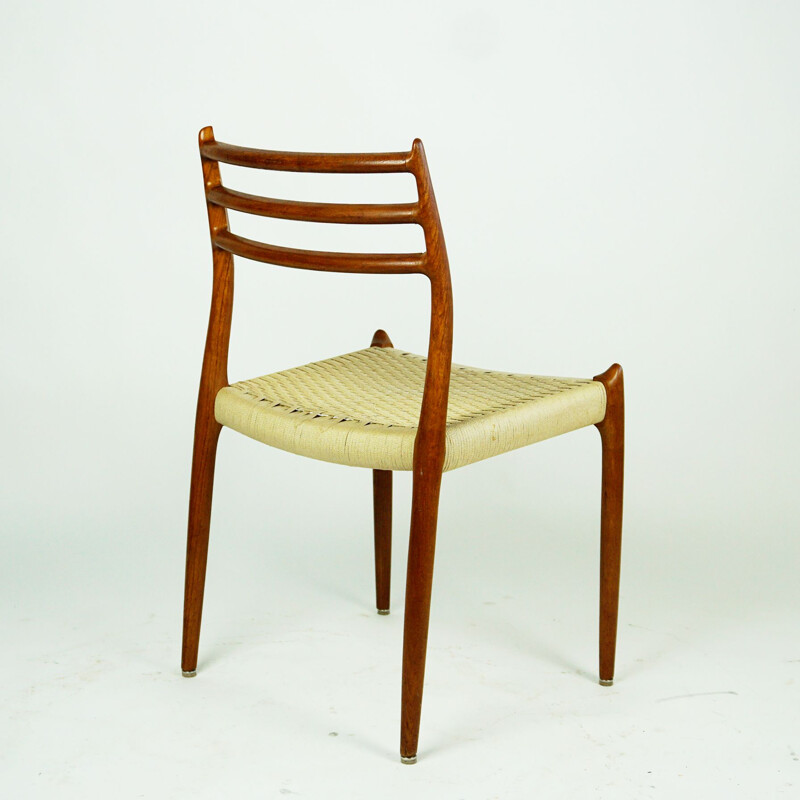 Paar vintage teakhouten Deense stoelen mod. 78 door N.O. Moller, 1962