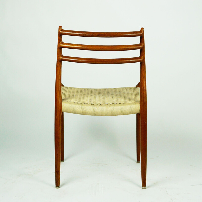 Pair of vintage Danish teak mod. 78 dining chairs by N.O. Moller, 1962